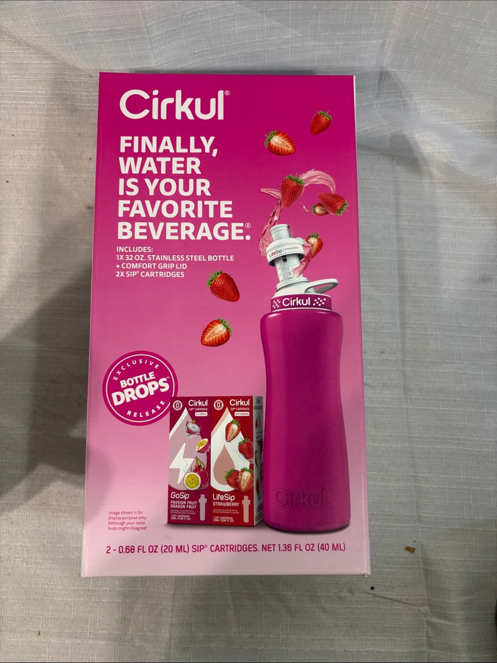 Cirkul Pink Stainless Steel Water Bottle with Comfort Grip Lid 32oz